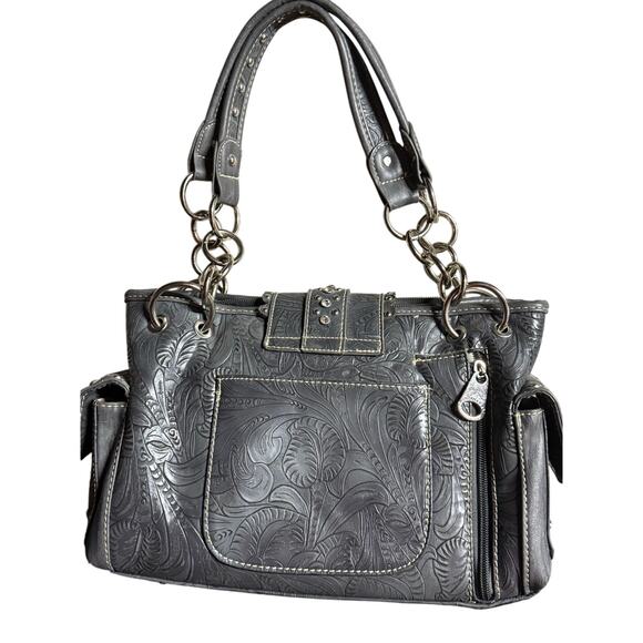 Montana West Floral Embroidered Silver Studded Boho Western Handbag Purse - Picture 2 of 13